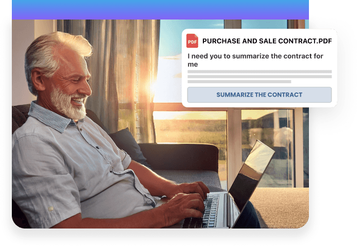 Man with laptop reviewing contract